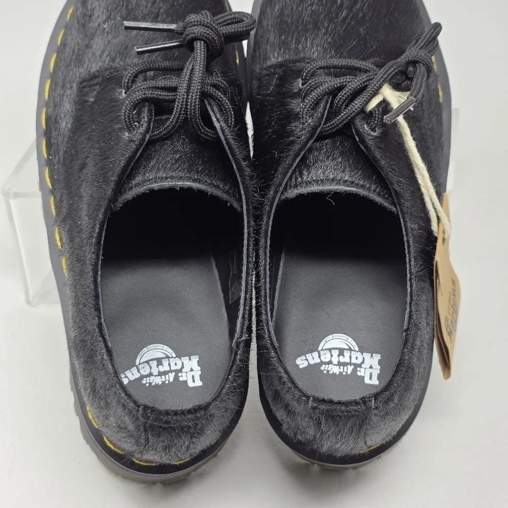 Dr. Martens 1461 Quad Women's Size 6 Oxford Platform Shoes Laceup Black Hair New